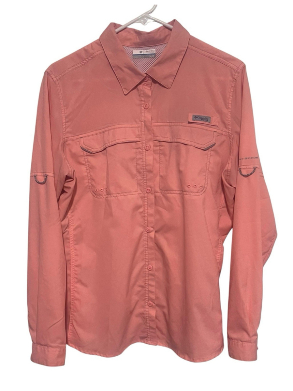 Columbia PFG Button Up Shirt Women's XL Coral Pink Vented Fishing Outdoor
